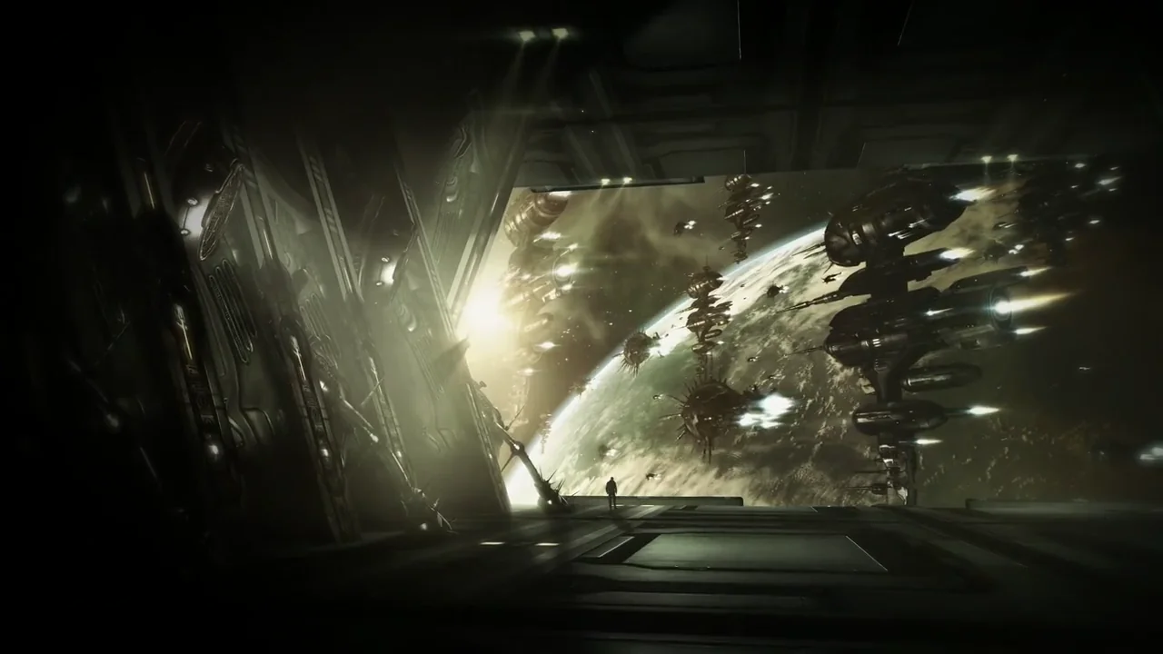 Флот Саньши над планетой — кадр из трейлера EVE Online: Incursion